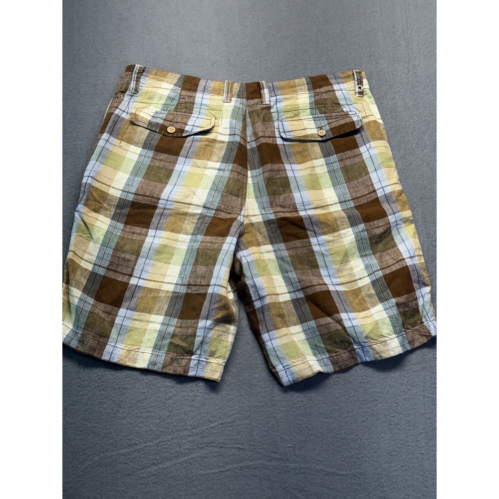 Tommy Bahama Relax Mens 35 Plaid Shorts 100% Linen Brown Blue Green Summer - Picture 5 of 9